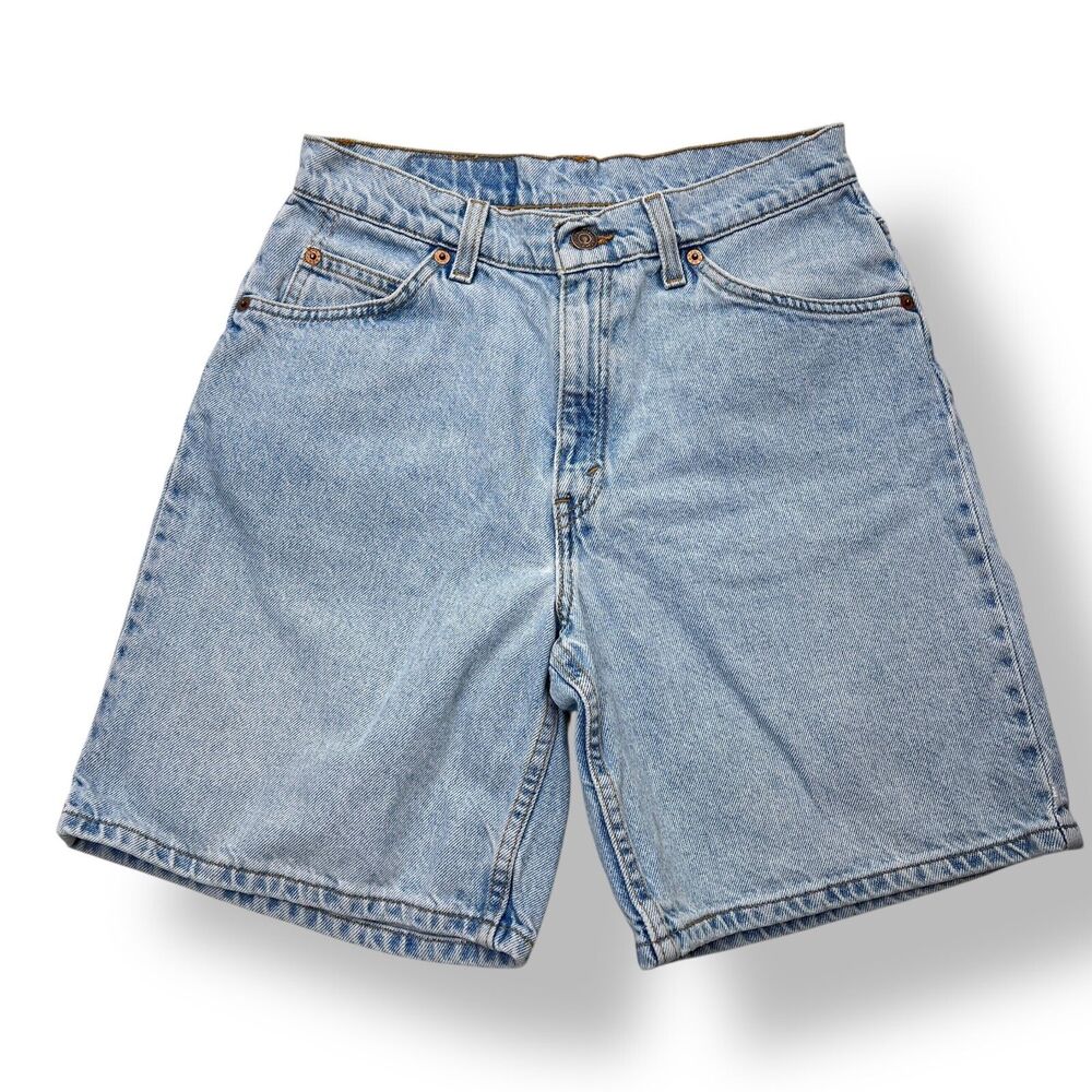 Vintage Levi's 950 Relaxed Fit Jean Shorts Women's Size 9 Light Blue Orange Tab
